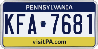 PA license plate KFA7681