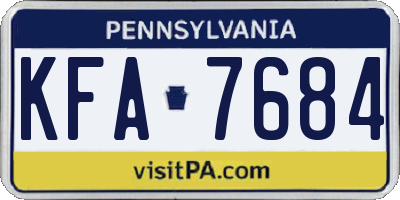 PA license plate KFA7684
