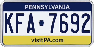 PA license plate KFA7692
