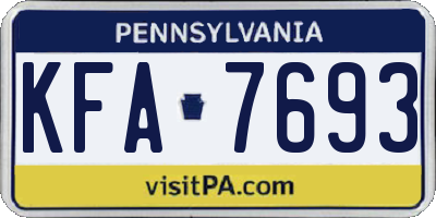 PA license plate KFA7693