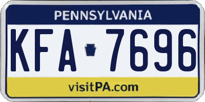 PA license plate KFA7696