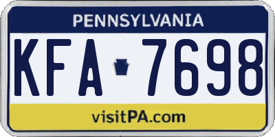 PA license plate KFA7698