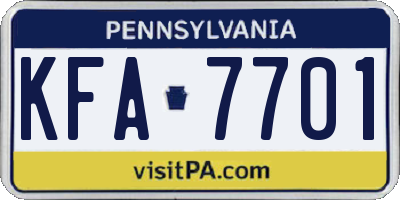 PA license plate KFA7701