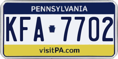 PA license plate KFA7702