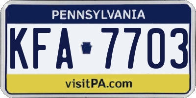 PA license plate KFA7703