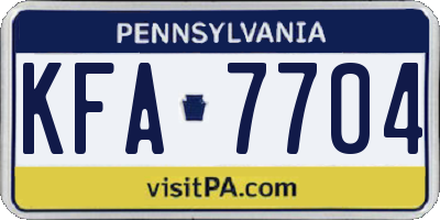 PA license plate KFA7704