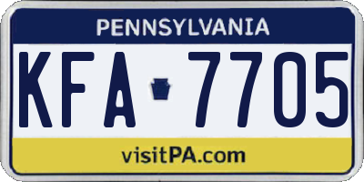 PA license plate KFA7705