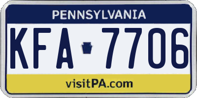 PA license plate KFA7706