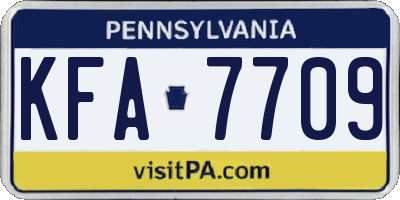 PA license plate KFA7709