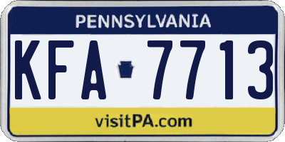 PA license plate KFA7713