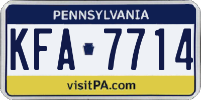 PA license plate KFA7714