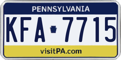 PA license plate KFA7715