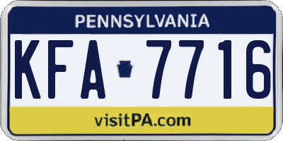 PA license plate KFA7716