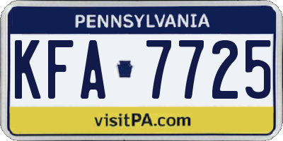 PA license plate KFA7725