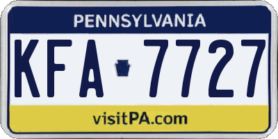 PA license plate KFA7727