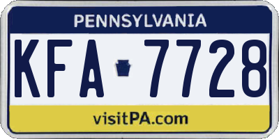 PA license plate KFA7728
