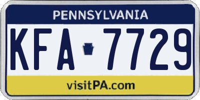 PA license plate KFA7729