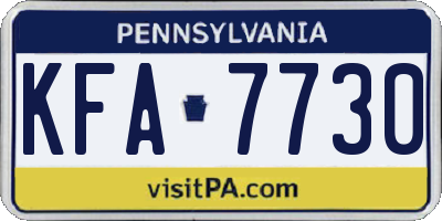 PA license plate KFA7730
