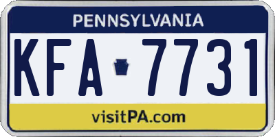 PA license plate KFA7731