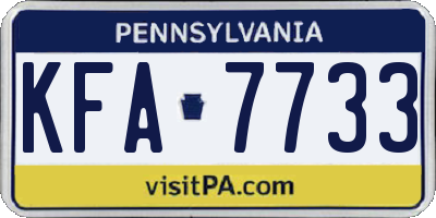 PA license plate KFA7733