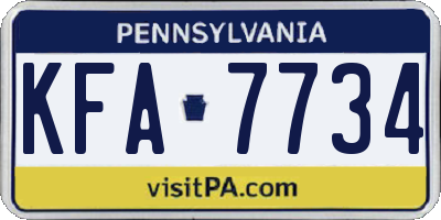 PA license plate KFA7734