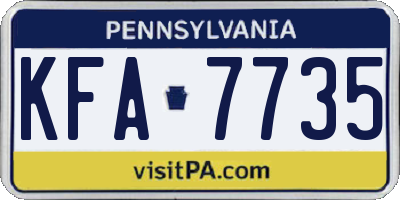 PA license plate KFA7735