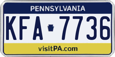 PA license plate KFA7736