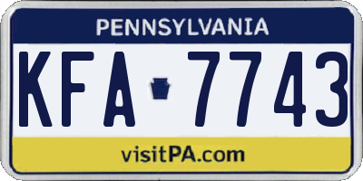 PA license plate KFA7743