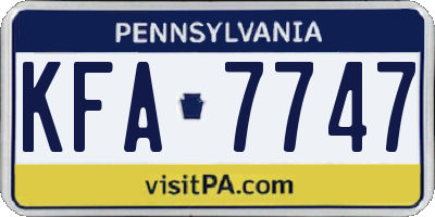 PA license plate KFA7747
