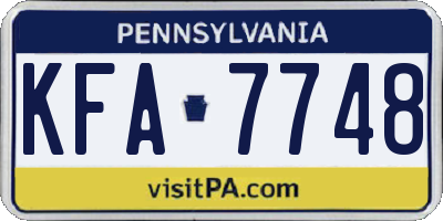 PA license plate KFA7748