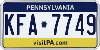 PA license plate KFA7749