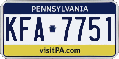 PA license plate KFA7751