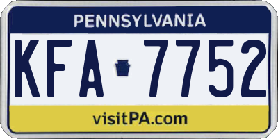 PA license plate KFA7752