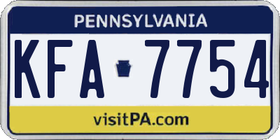 PA license plate KFA7754