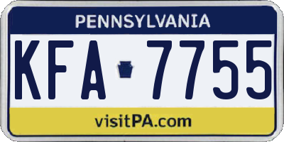 PA license plate KFA7755