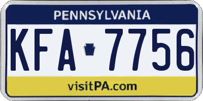 PA license plate KFA7756