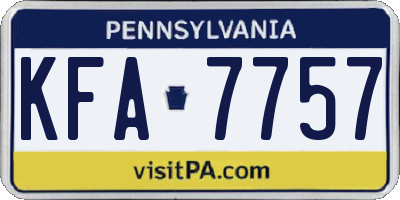 PA license plate KFA7757