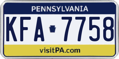 PA license plate KFA7758