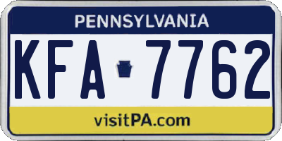 PA license plate KFA7762