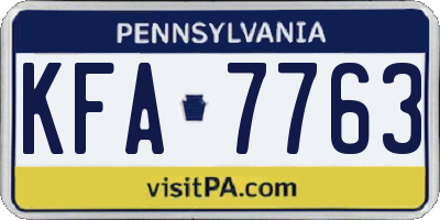 PA license plate KFA7763
