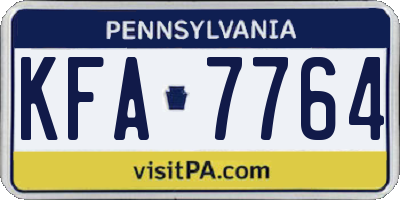 PA license plate KFA7764
