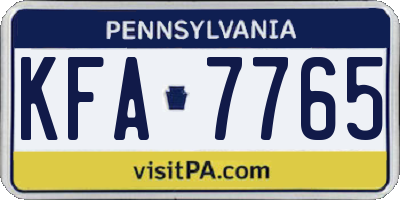 PA license plate KFA7765