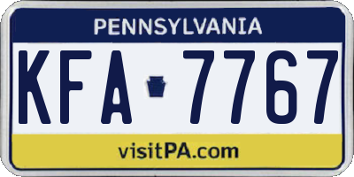 PA license plate KFA7767
