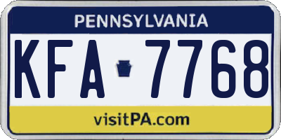 PA license plate KFA7768