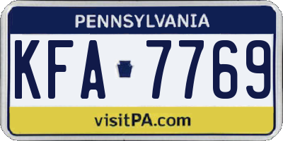 PA license plate KFA7769
