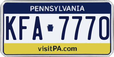 PA license plate KFA7770