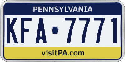 PA license plate KFA7771