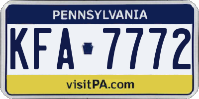 PA license plate KFA7772