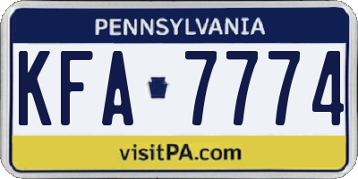 PA license plate KFA7774