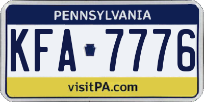 PA license plate KFA7776